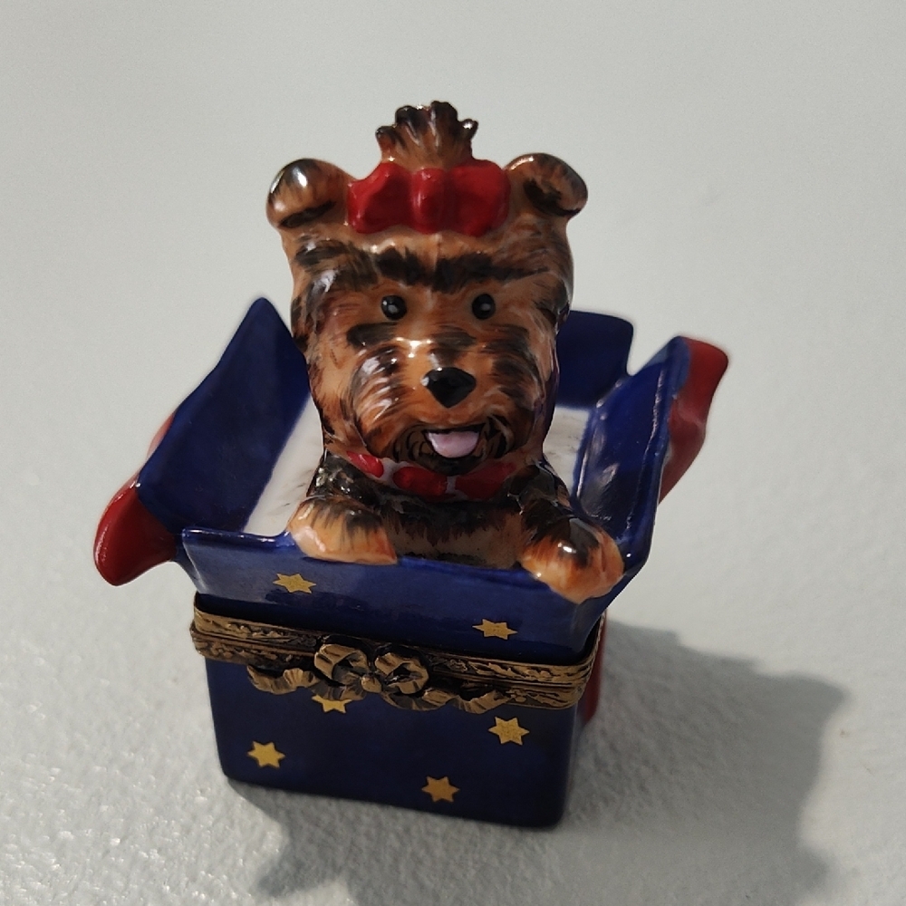 Limoges Yorkshire Terrier In Gift Box